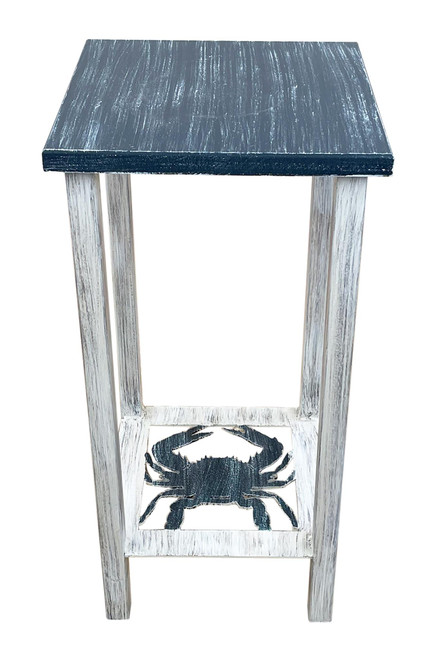 Cottage / Navy Square Iron Drink Table with Crab and Wood Top - 23"