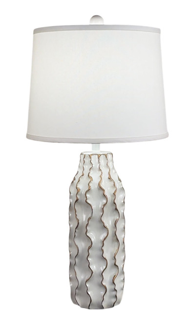 Farmhouse / Gold Fluted Wave Table Lamp - 30.5"