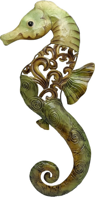 Rustic Fret Seahorse Wall Art 15" Rustic Fret Seahorse Wall Art 15"