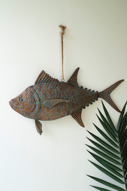 Patina Copper Finish Hanging Tuna -36"