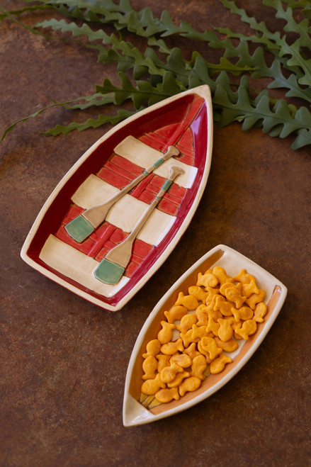 Glazed Ceramic Boat Platters - Set of 2