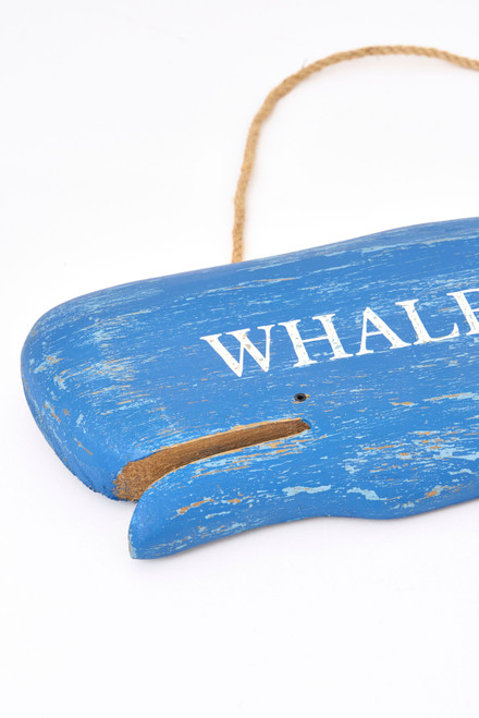 Sperm Whale Wall Decor - Wood with Twine - 23.8"