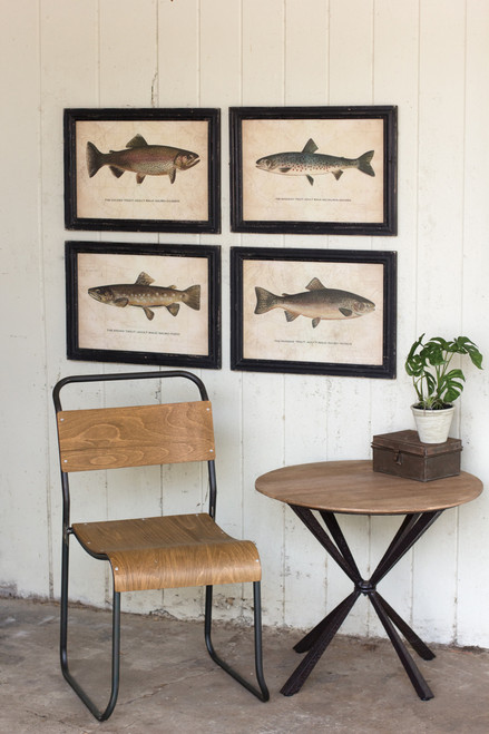 Set of 4 Trout Prints Under Glass