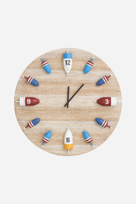 Wooden Buoy Clock with numbers - 15.7"