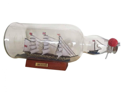 HMS Victory Model Ship in a Glass Bottle 11"