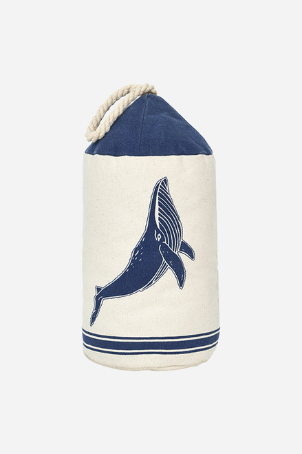 Whale Buoy-Shaped Doorstop, Cotton, Navy/Cream 