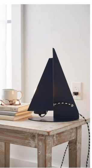 Sailboat Lamp, Metal, Navy - 10.6"