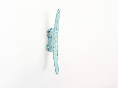 Rustic Light Blue Whitewashed Cast Iron Cleat Wall Hook 6" - Min of 4