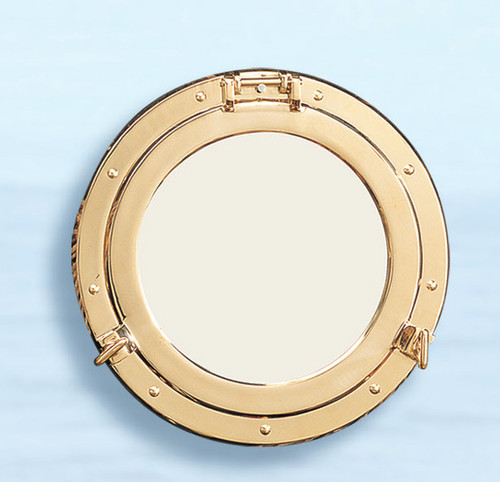 (BP-701D) Deluxe Polished Brass Porthole Mirror - Available in 8" and 11.5"