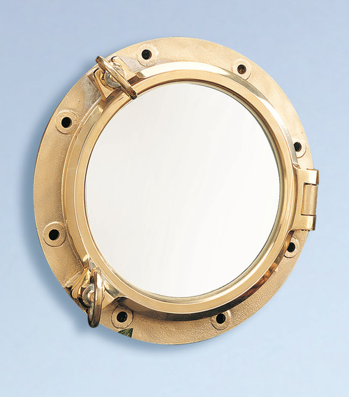 (BP-702 21) 21" Heavy Duty Polished Brass Porthole Mirror