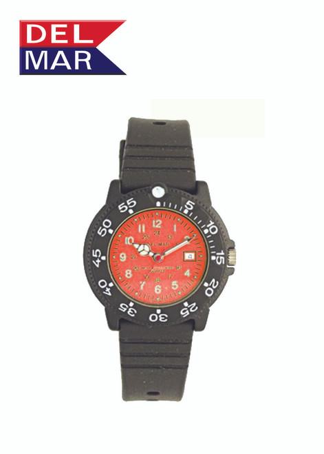 Del Mar Women's 200M Dive Watch with PU Band - Orange Face