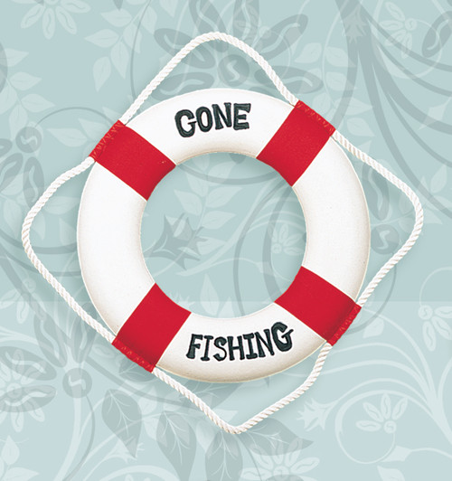 "Gone Fishing" Life Ring - Red