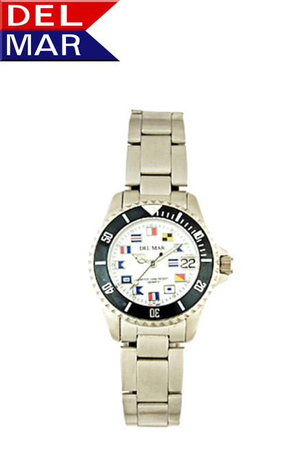 Del Mar Women's 200M Stainless Steel Classic Dive Watch with Nautical Flag Dial 