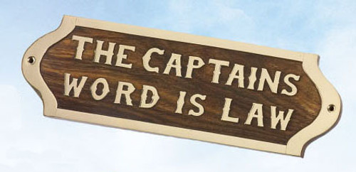 (BP-718) 
Brass and Wood "The Captain's Word is Law" Wall Plaque