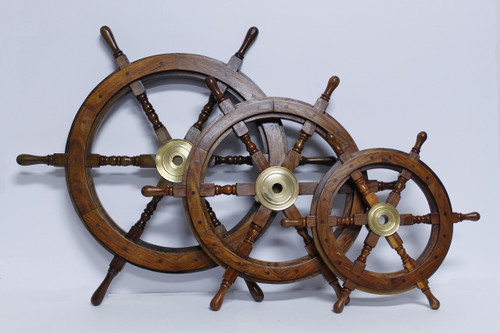 Ship Wheel with Clock - 24