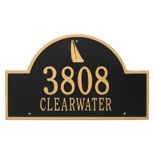 Personalized Sailboat Arched Nautical Address Plaque - Estate-Sized