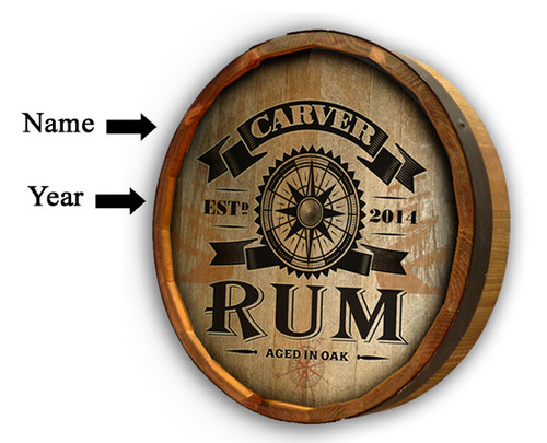 Personalized Rum Compass Quarter Barrel Sign - 19"