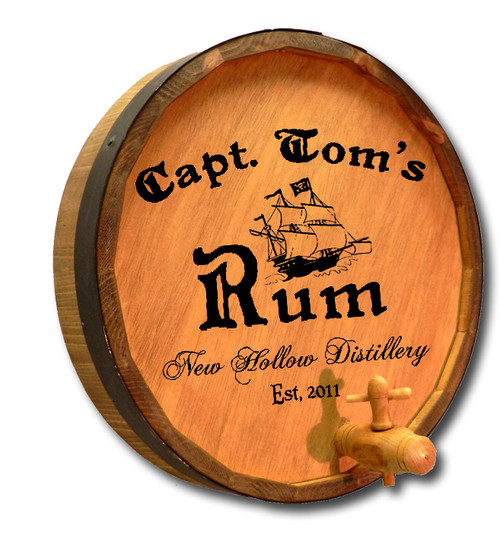 Personalized Capt. Tom's Quarter Barrel Sign with Spigot - 19"