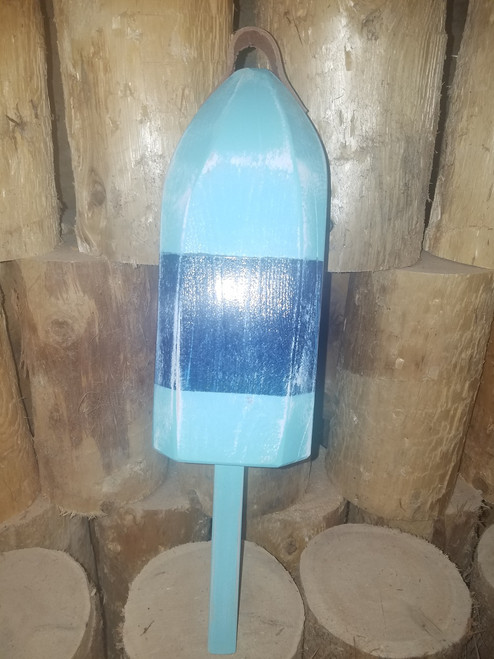 Wooden Lobster Buoy - 21" - Water Lily w/ Blue Band - Personalized