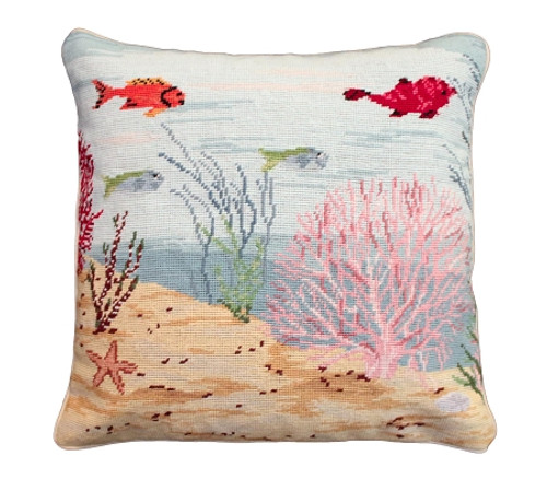 Coral Reef Right Needlepoint Pillow