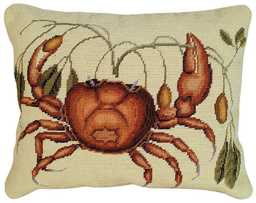 Crab Needlepoint Pillow