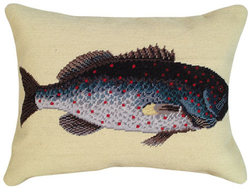 Rock Fish Needlepoint Pillow