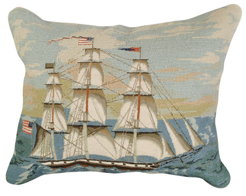 Ship at Full Mast Mixed Stitch Pillow