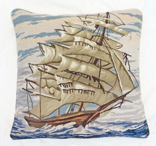 Tall Ship Mixed Stitch Pillow