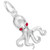 Octopus Charm with Red Stone Accent - Sterling Silver and 14k White Gold