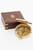 Compass w/ Lid & Inlaid Wooden Box -  Antiqued Brass