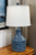Navy White Washed Wide Clay Jug with Etched Fish - 25"