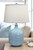 Seaside Villa / Ivory Wide Table Lamp with Horizontal Lines - 26"