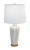 High Gloss Nude Indented Vase Table Lamp with Gold Accent and Base - 30"