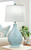 Weathered Atlantic Grey Oval Table Lamp with Fish Pattern - 32"