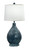 Weathered Navy Oval Table Lamp with Fish Pattern - 32"