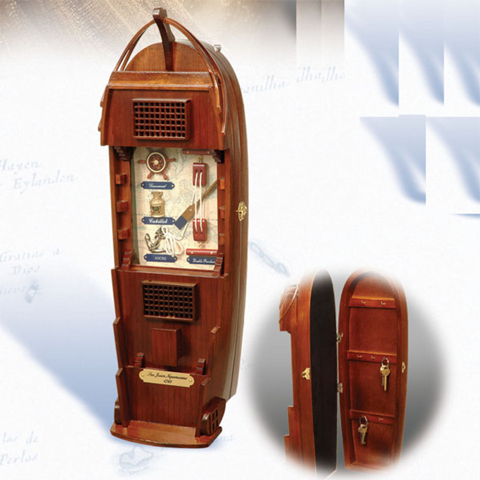 Wooden Boat Key Box, Beach Home Decor, Key Hooks and Nautical Wall Hangings