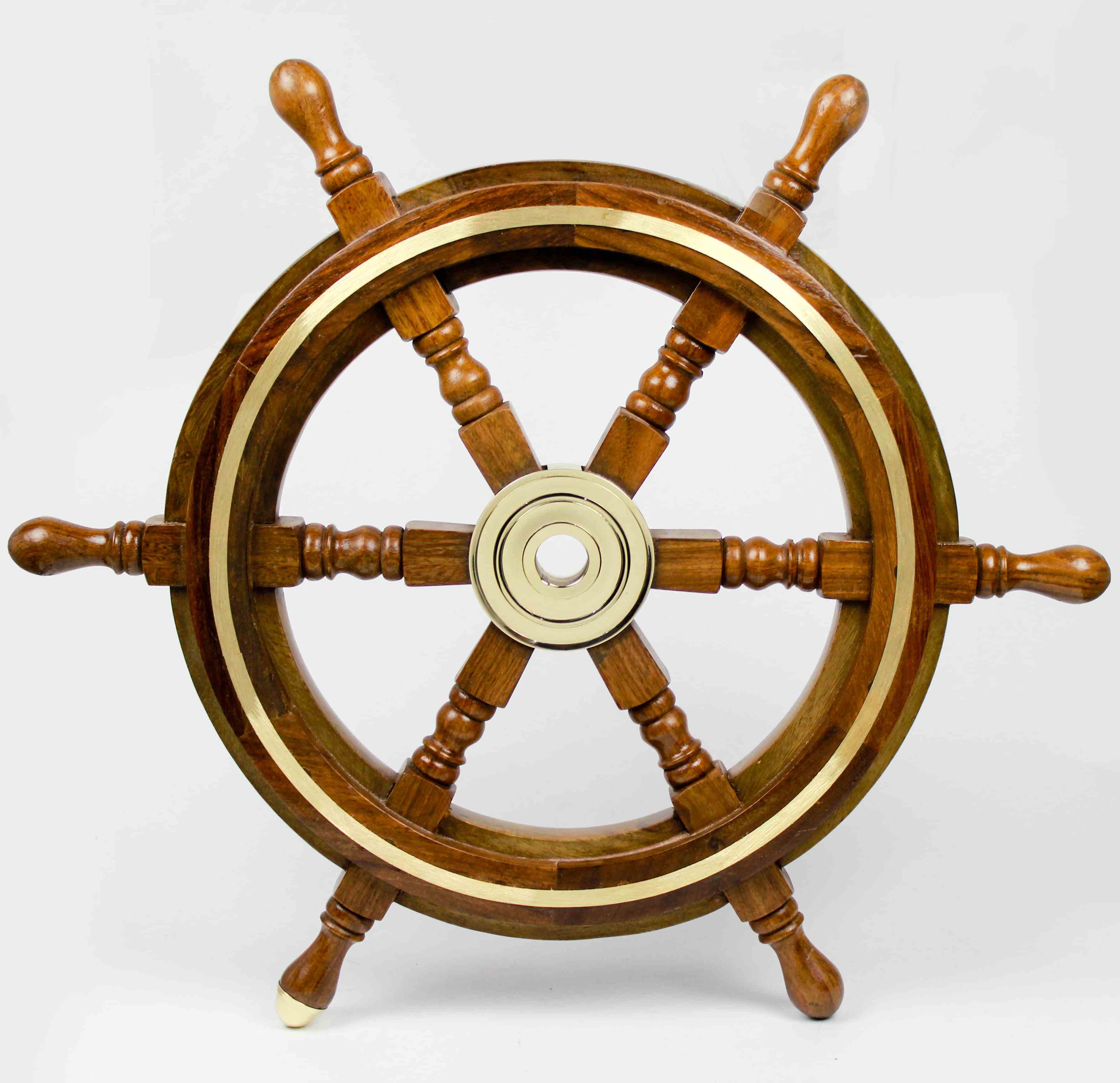 Ship Wheel - Premium Rosewood with Brass Rim- 24