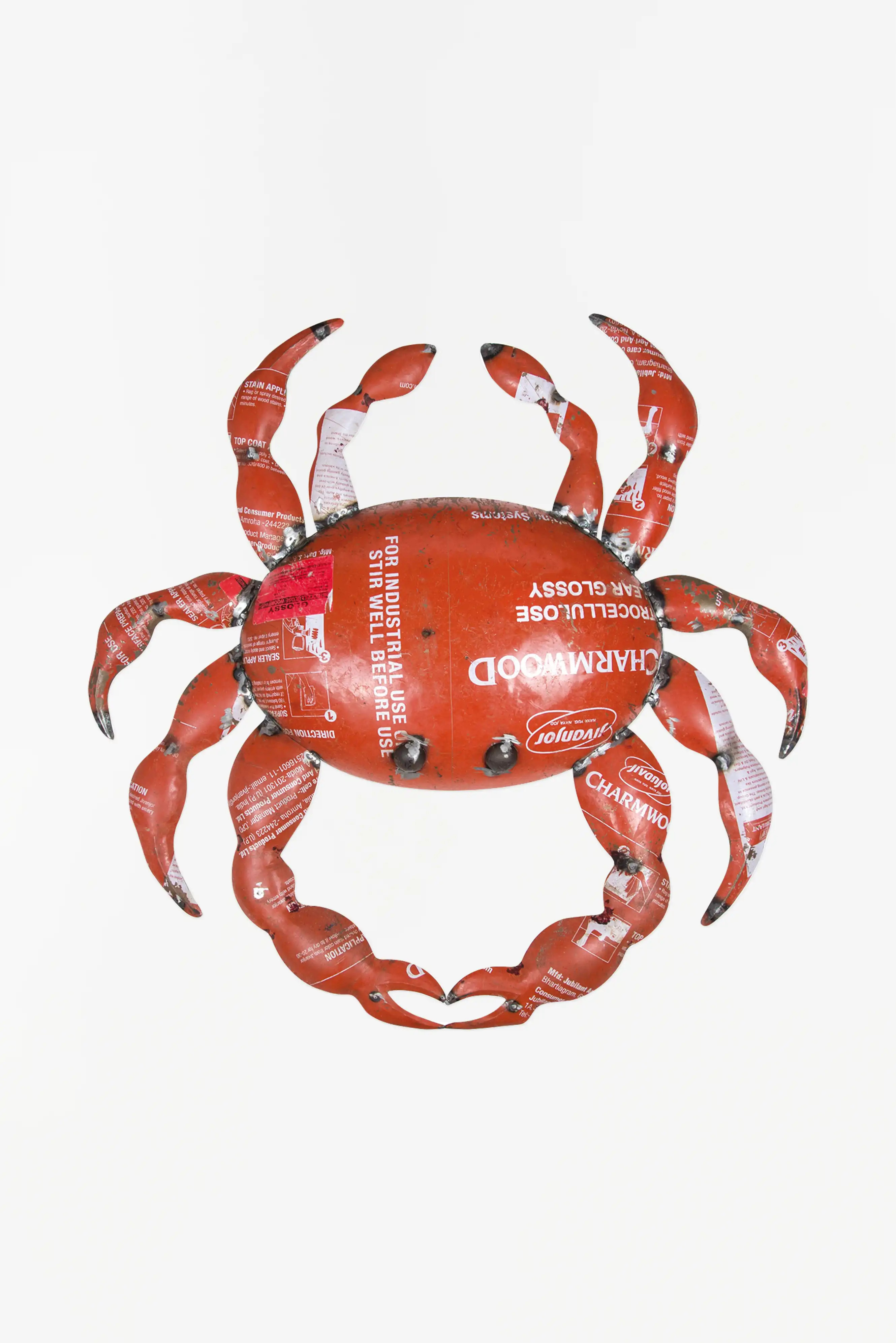 Recycled Metal Crab Figure - Lg - Red - 27.2