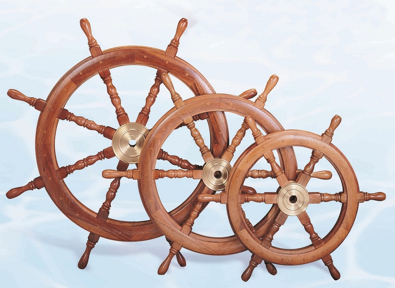 Premium Vector | Wooden ship wheel set illustration isolated on white