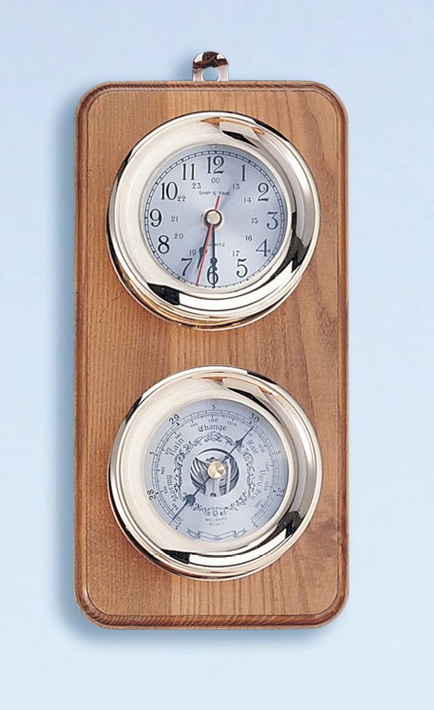 Deluxe Clock and Barometer Weather Station - Lacquer Coated