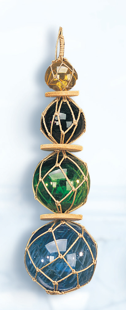 Decorative Hanging Japanese Glass Floats - Set of 4
