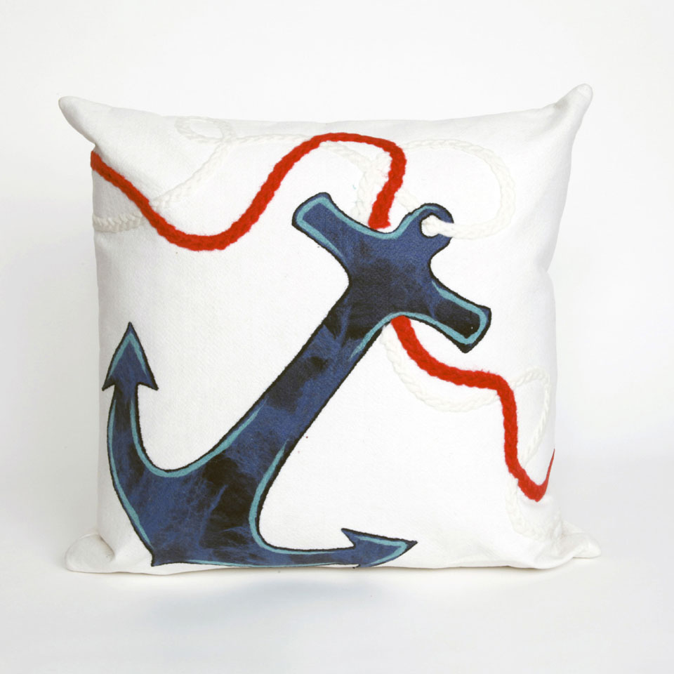 Visions Anchor Indoor/Outdoor Throw Pillows White Sizes Avail