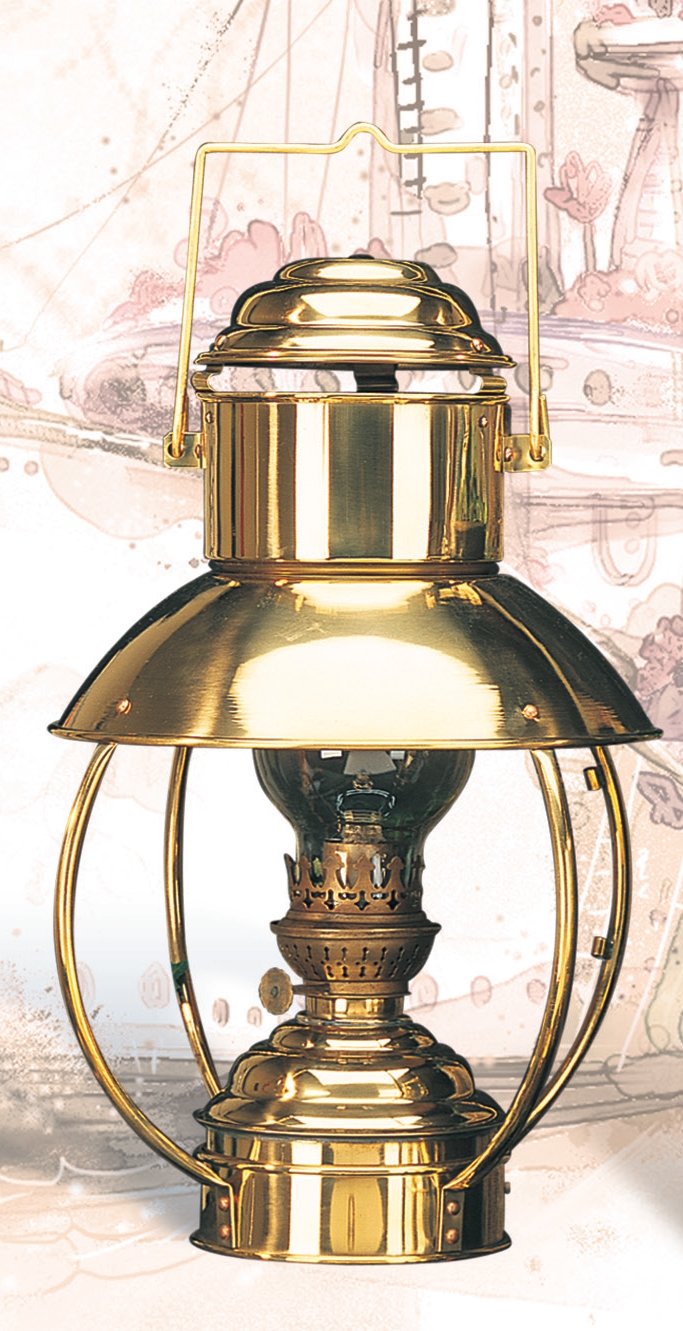 2) 9 Nautical Brass Port and Starboard Kerosene Lamps - Antique