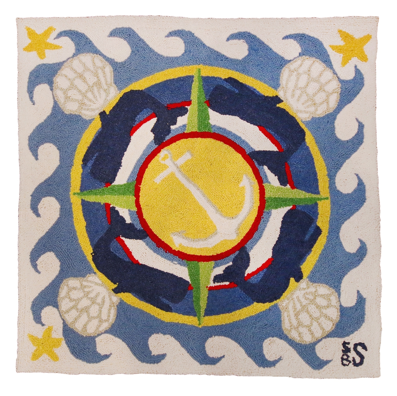 Four Whales Hand Hooked Wool Rug