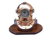 Copper Diving Helmet Clock with Base - 8"