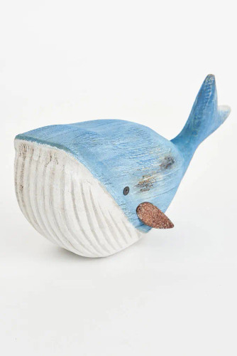 Humpback Whale with 3 Tea Light Holders- Metal Tail - Wood - 7.8