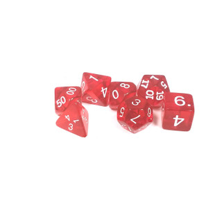 Koplow Transparent Mini-Polyhedral Red & White 7-Die Set