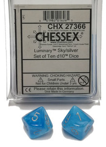 Luminary D10 Sky/Silver 10ct Dice Set