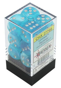 Luminary D6 Sky/Silver 16mm 12ct Dice Set