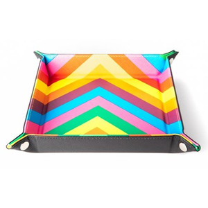 Fold Up Dice Tray with PU Leather Backing Rainbow